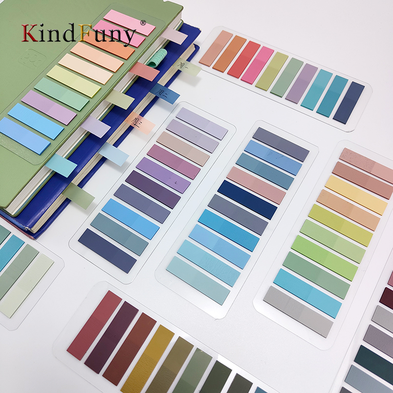 Kindfuny แผ่น1600สีสันสดใสมีกาวในตัวโน้ตอยู่8ชิ้นสติกเกอร์คั่นหนังสือเครื่องเขียนอุปกรณ์สำนักงานโรงเรียน