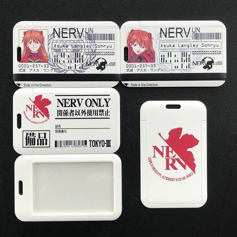 Fundas de tarjetas de Anime Evangelion Ayanami Rei, cordón de tarjeta, insignia de Cosplay, soporte de tarjeta de crédito de identificación, tarjeta de Campus para estudiantes, regalo colgante