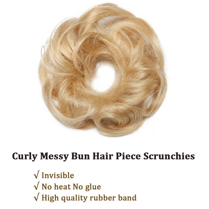 RichChoices Human Hair Messy Buns Hair Piece Real Hair Extension Wavy Curly Hair Scrunchies Tousled Updo Chignon for Women Girls