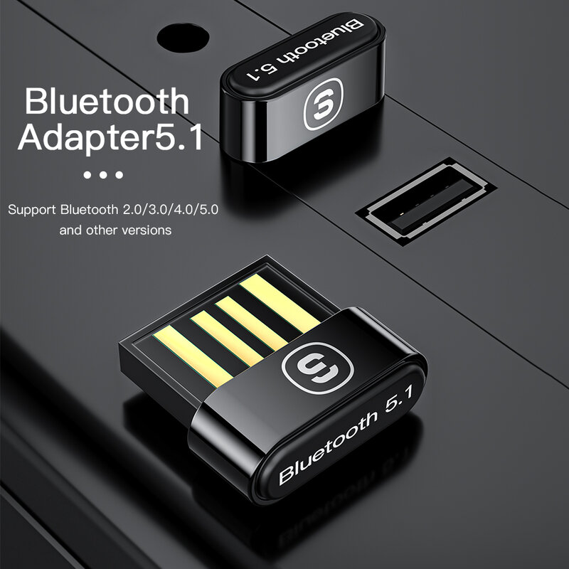 Essenger USB Bluetooth 5.1 Adapter Receiver BT5.0 Dongle untuk PC Wireless Mouse Bluetooth Earphone Headset Speaker Laptop Komputer