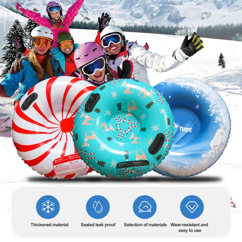 Strong Sealing Sledding Snow Tube Ski Circle Snowflake Print Heavy Duty Sledding Snow Tube with Thickened for Cold-resistant