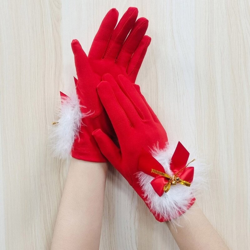 Sarung Tangan Topi Koboi Penghangat Uniseks Hadiah Musim Dingin untuk Dewasa & Remaja Cosplay Santa untuk Pesta