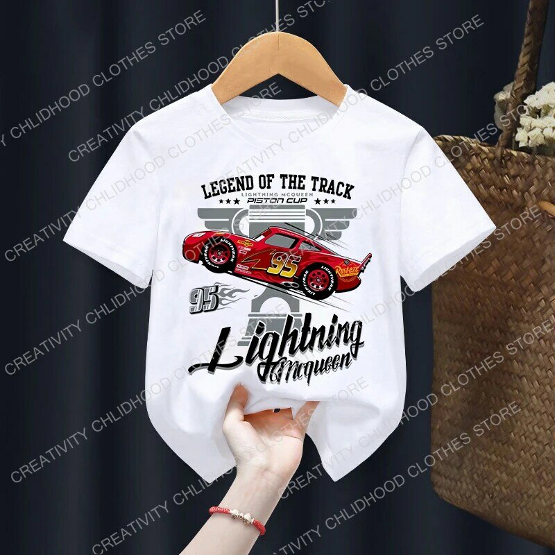New Summer Disney Cars T-Shirt per bambini Lightning McQueen Clothes Kawaii Anime Cartoons Kids Boy Girl Hip Hop T Shirt Casual Top