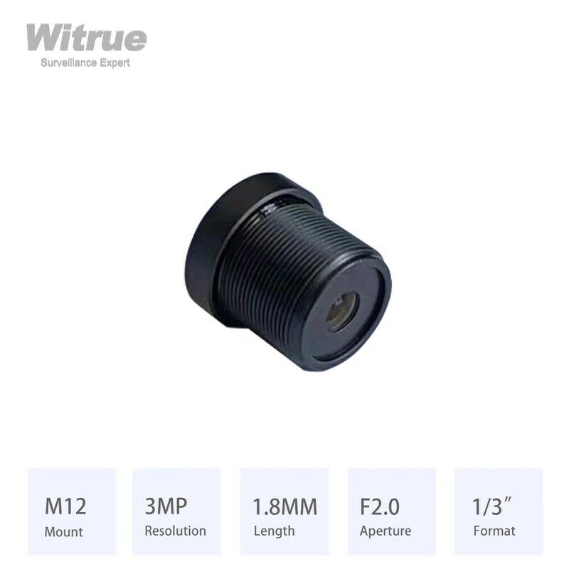 Fisheye Lens HD 3MP 1.8MM 170 Degree Wide View Angle M12 Mount Aperture F2.0 Format 1/3" for Surveillance Security Cameras