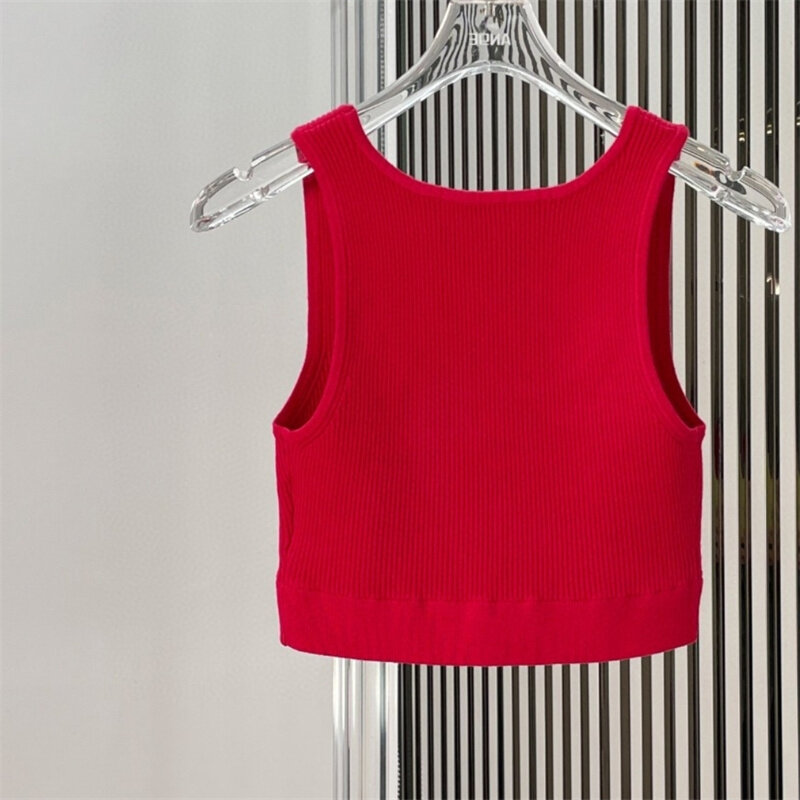 Top corto de color rojo para mujer, camiseta sin mangas con cuello Halter, moda Y2k, Sexy, 501447