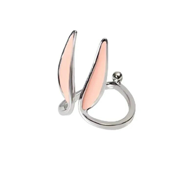 Anéis ajustáveis das orelhas do coelho para mulheres, 925 prata esterlina, joia luxuosa, acessórios do casamento, artigos fêmeas, frete grátis