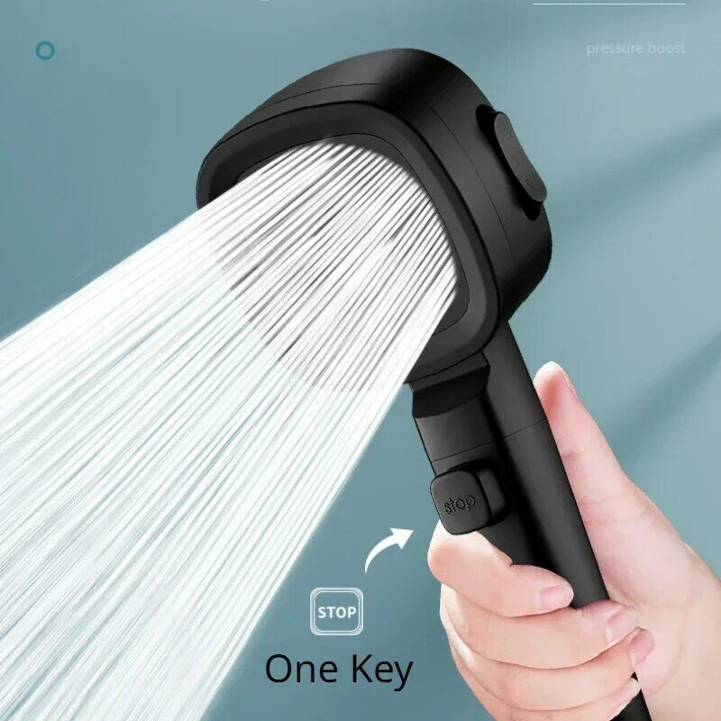 High Pressure Shower Head Water Saving 3 Modes Shower Heads Adjustable One-Key Stop Water Massage Sprayer Bathroom Accessories