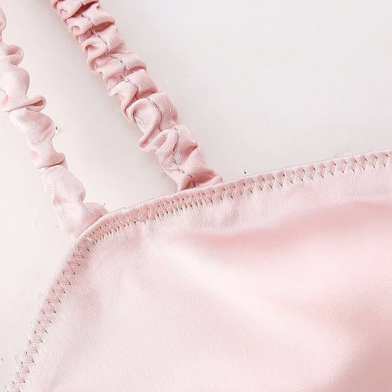 Летнее женское платье, новинка 2024, шелковое атласное нижнее белье с цветочным принтом, платье на бретелях, розовая Женская одежда