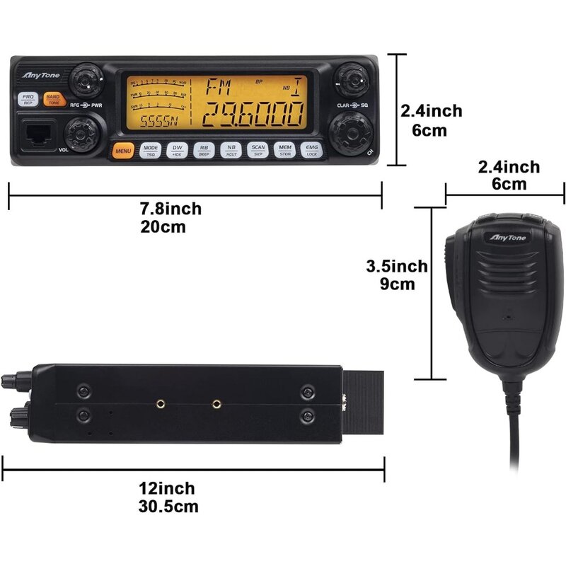 AnyTone AT-5555N II 10 Meter Radio for Truck, with CTCSS/DCS Function, High Power Output 60W AM PEP,50W FM,SSB 60W