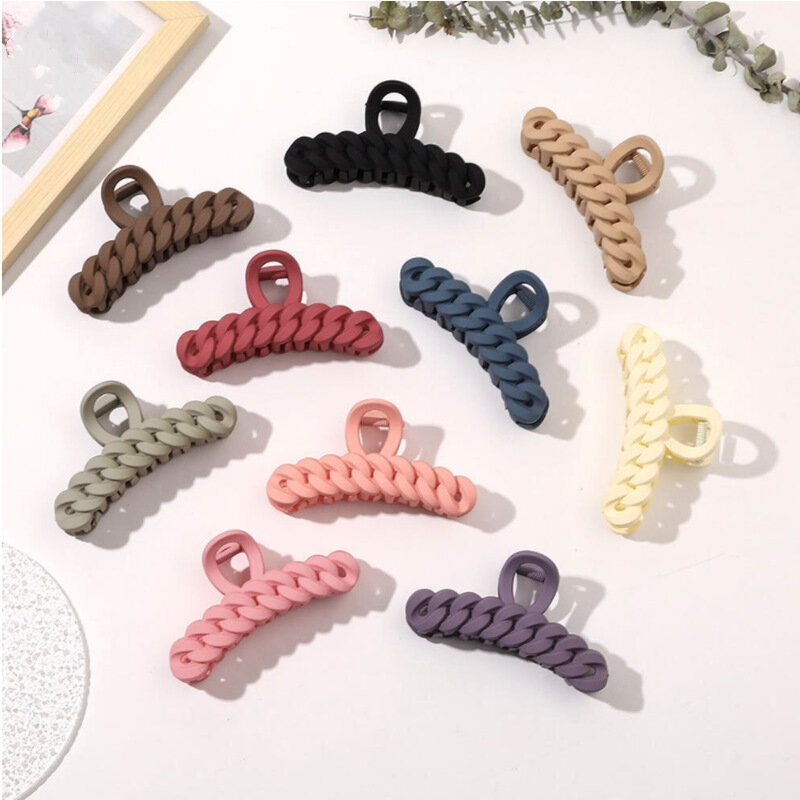 New Fashion Simple Acrylic Large Geometri Cfrosted Chain Barrettes Hairpins for Women Girl Clamp Hair Accessorie Headwear