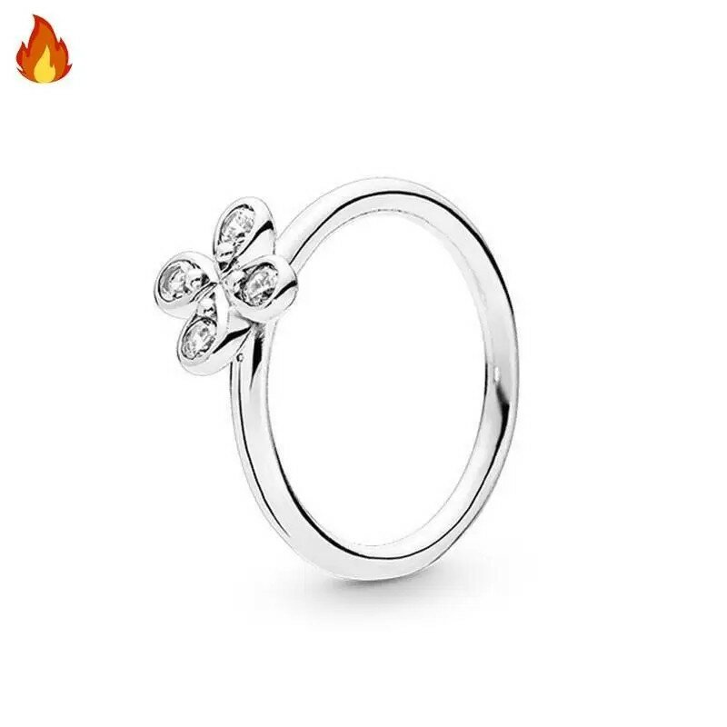 New Hot Selling 925 Sterling Silver Original Daisy Eternal Rose Ring Wedding Party DIY Charm Jewelry Gift Light Luxury Fashion