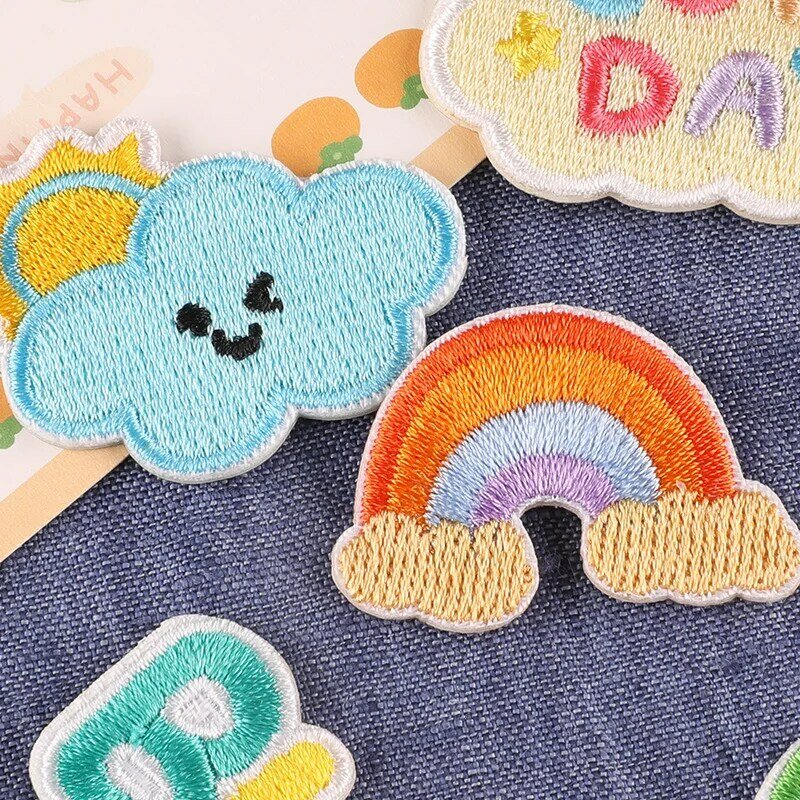 Bag Clothes Cloth Stickers Cartoon Embroidery Patch Sticker Cute Small Rabbit Rainbow Watermelon Hand Book Diary Patch Stickers