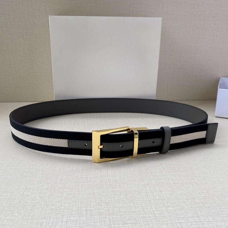 Summer B Style Belts New Patchwork Striped Belts Leather Canvas Design Male Strap Luxury Men Business Causal Waistband