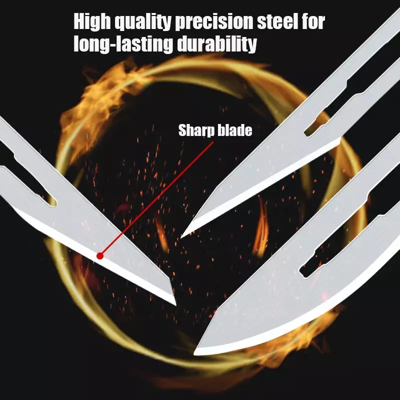 1/10Pcs Carbon Steel Knife Handle Blade Kit Carving Knife Repair Tools Set DIY Cutting PCB Repair Animal Scalpel Knife Hand Tool