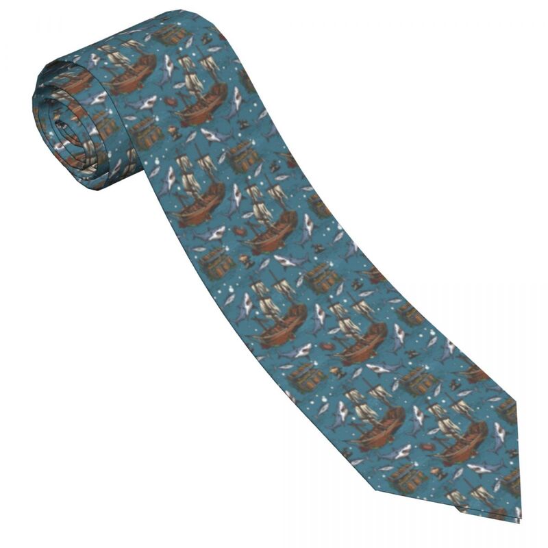 Cravatta da uomo Classic Skinny Shark And Ships cravatte collo stretto Slim Casual Tie accessori regalo