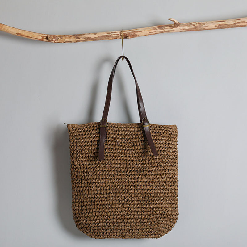 Женские сумки на плечо, летняя соломенная плетеная Сумка ручной работы, модная классическая легкая уличная сумка для покупок с ручками