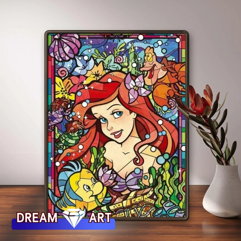 Disney Mermaid Princess Dream Art Diamond Painting Mosaic Cartoon Embroidery Cross Stitch Picture Home Decor Children's Gifts