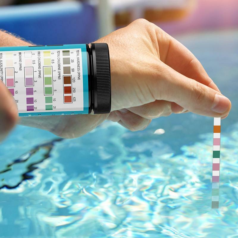ชุดทดสอบน้ำในสระว่ายน้ำชุดแถบสปาสำหรับ100อ่างน้ำร้อนมีความแม่นยำสูงแถบทดสอบค่า pH ความแข็งของน้ำและสระน้ำเกลือ