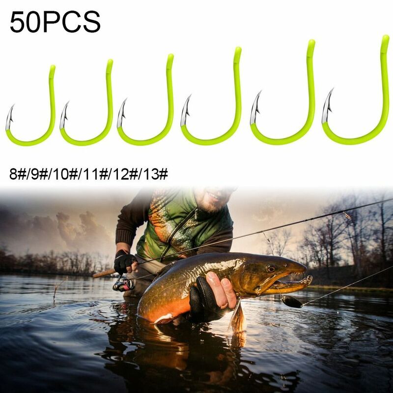 50 шт., флуоресцентные рыболовные крючки из высокоуглеродистой стали