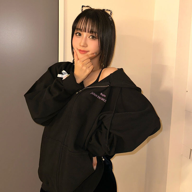 Kep1er Japan Fan Meeting Zip Up Hoodie Women Men Harajuku Sweatshirt Streetwear Hip Hop Zipper Hooded Jacket Casual Sportswear