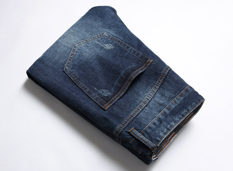Jeans rasgado casual masculino, calça longa e fina, tamanho grande, coreano, escuro, na moda, outono, inverno, marca fashion
