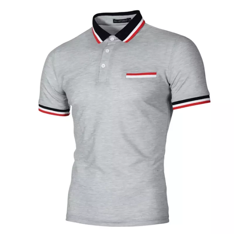 Men's Fashion Casual Polo Shirt Summer Breathable Neckline Stitching Short Sleeve T-shirt Business Commuter Shirt Street Wear