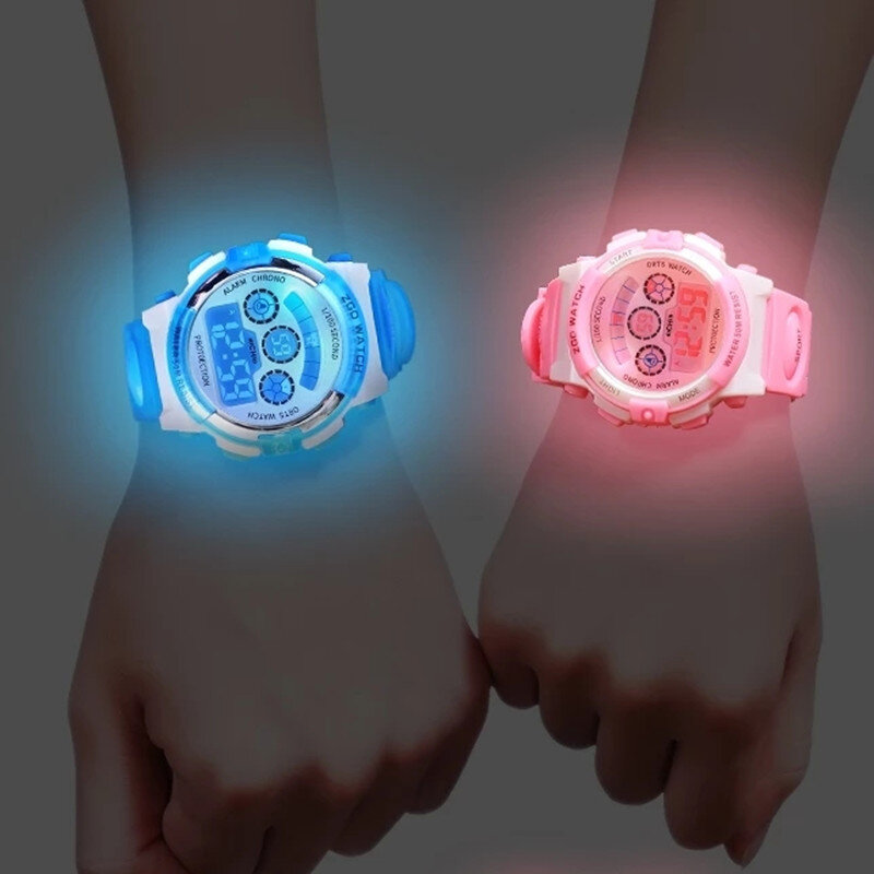 Часы детские спортивные с силиконовым ремешком, водонепроницаемые светодиодные цифровые, для мальчиков и девочек, студенческие наручные часы