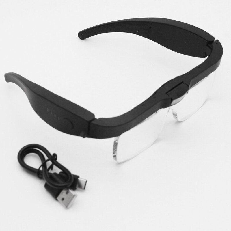 Gafas de aumento con luz transparente ABS + acrílico para Hobby, manualidades, lectura y trabajo cerrado