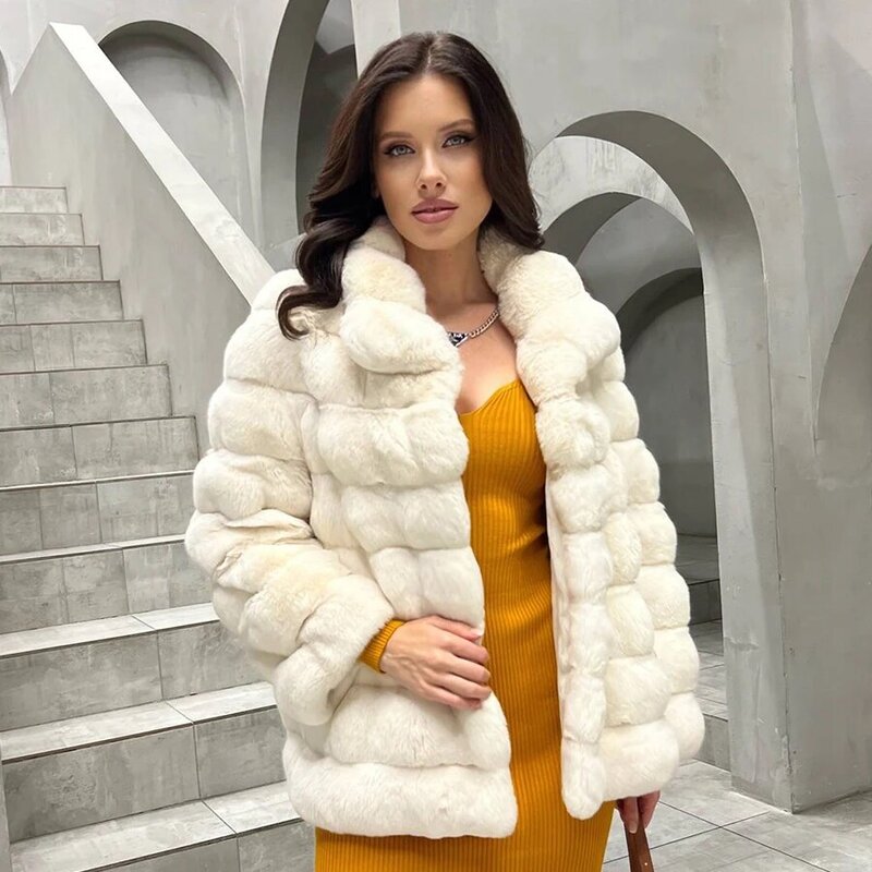 Natural Rex Rabbit Fur Coat para mulheres, jaquetas curtas Chinchilla Fur, jaqueta de pele real, best-seller, inverno