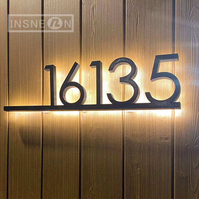 Tür schild Nummer wasserdicht 3d LED beleuchtete Licht adresse Edelstahl Outdoor Stahl Tür markierung Wohnkultur Innen büro