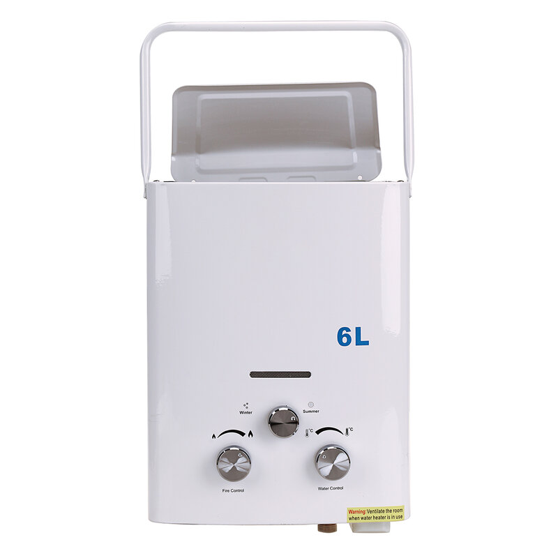 Samger pemanas air panas LPG 6L, pemanas air panas 12KW, ketel Gas tanpa tangki dengan Aksesori mandi untuk berkemah rumah
