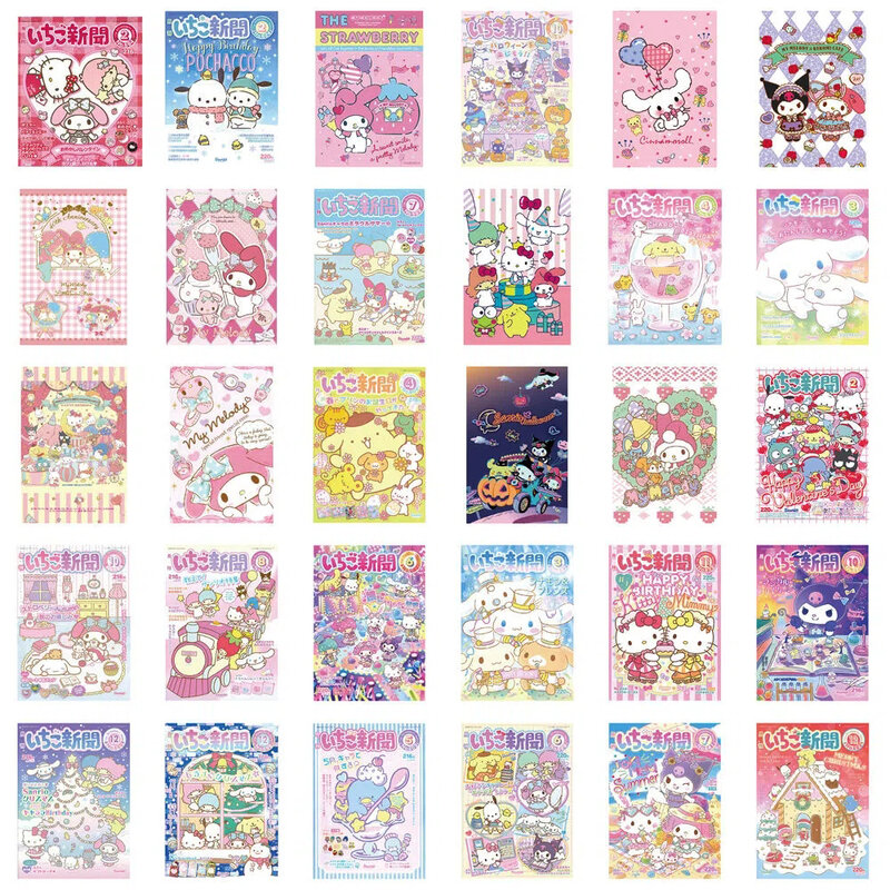Cute Pink Sanrio Posters Adesivos para Meninas, Desenhos Animados Kawaii, Decalques Brinquedos, Telefone, Mala, Bagagem, Fun Graffiti Adesivo, 10 Pcs, 30 Pcs, 65Pcs