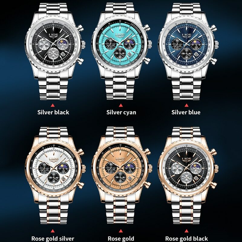 LIGE 2024 남성용 쿼츠 시계, 방수 야광 시계, 날짜 크로노그래프 스포츠 손목시계, 탑 브랜드 럭셔리, 신상