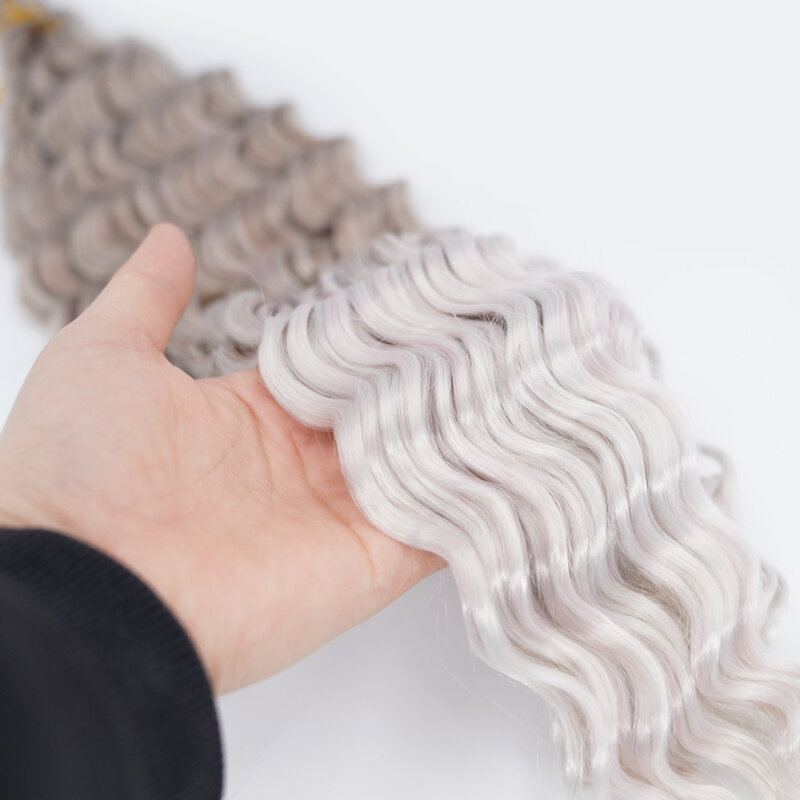 Ekstensi rambut kepang sintetis 22 inci untuk wanita, rambut ekstensi sintetis keriting berombak besar, rambut Crochet bergelombang dalam untuk wanita