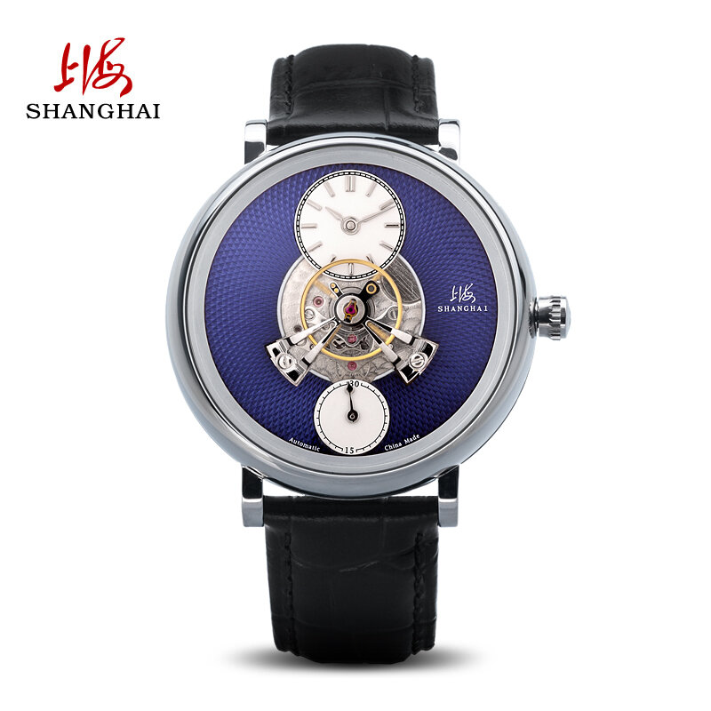 ساعة شنغهاي للرجال ، ساعة اليد دولاب الموازنة مركز الأعمال ، الاتصال الهاتفي الميكانيكية ، سلسلة مرآة قبة ، 40 مللي متر ، 2023
