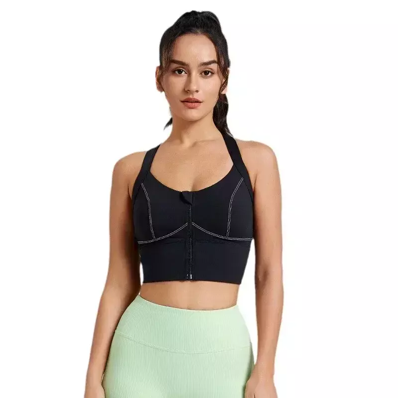LO Shock-proof Pre-run Zip-up Women's Sports Underwear Push-up Fitness Bra Anti-sag Yoga Vest