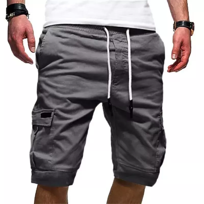 Pantalones cortos de Hip Hop para hombre, 100% algodón, informales, múltiples bolsillos, alta calidad, para correr, Verano