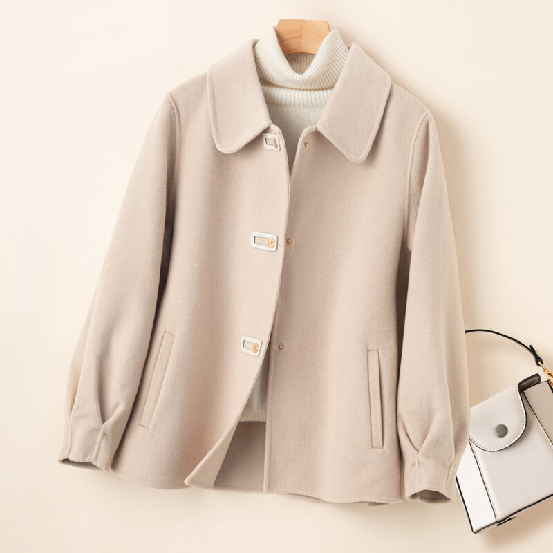 Женское классическое двухстороннее пальто Осень - зима новое тонкое, стильное, элегантное очарование 100% австралийское шерстяное теплое пальто