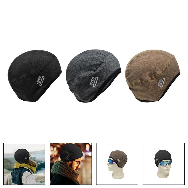 Skull Cap Helmet Liner for Men Stretch Winter Thermal Cap for Outdoor Sports Riding Skiing Climbing Forehead Ear Protection Hat