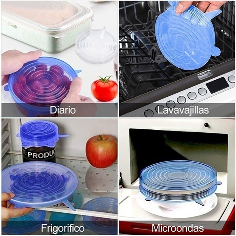 6/12/24PCS Food Silicone Cover Fresh-keeping Stretch Lid Reusable Airtight Cap Wrap Kitchen Accessories Refrigerator Storage