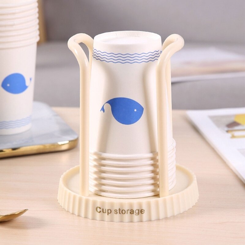 ที่วางถ้วยกระดาษสำหรับห้องครัวอุปกรณ์เก็บถ้วยแบบอเนกประสงค์ตั้งโต๊ะชั้นเก็บถ้วยแก้วกาแฟมีหูจับบ้าน
