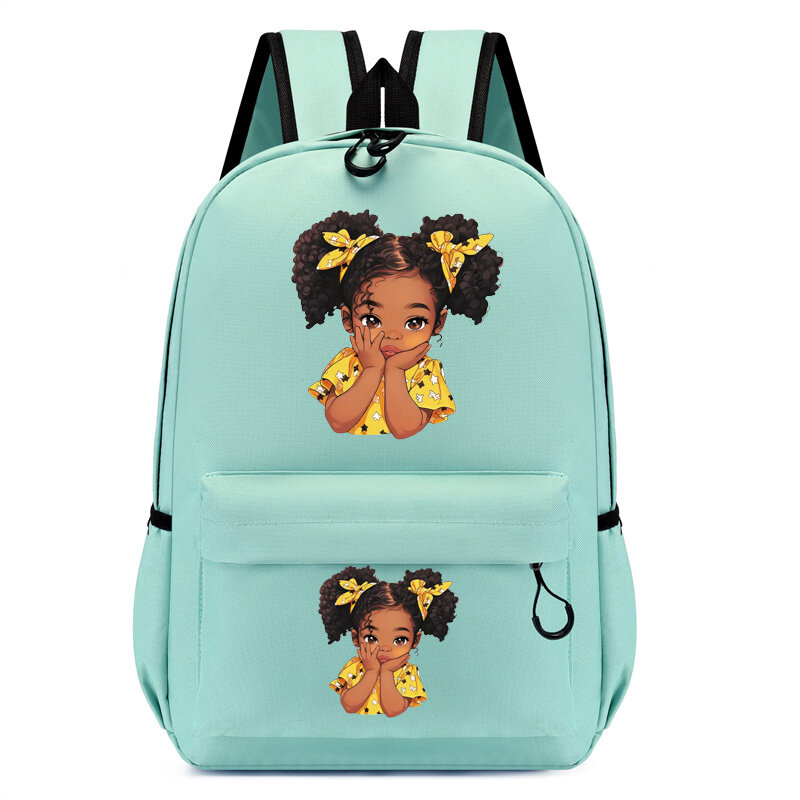 Tas punggung anak perempuan warna-warni hitam ransel anak TK tas sekolah anak perempuan Afro cantik ransel buku tas sekolah Travel