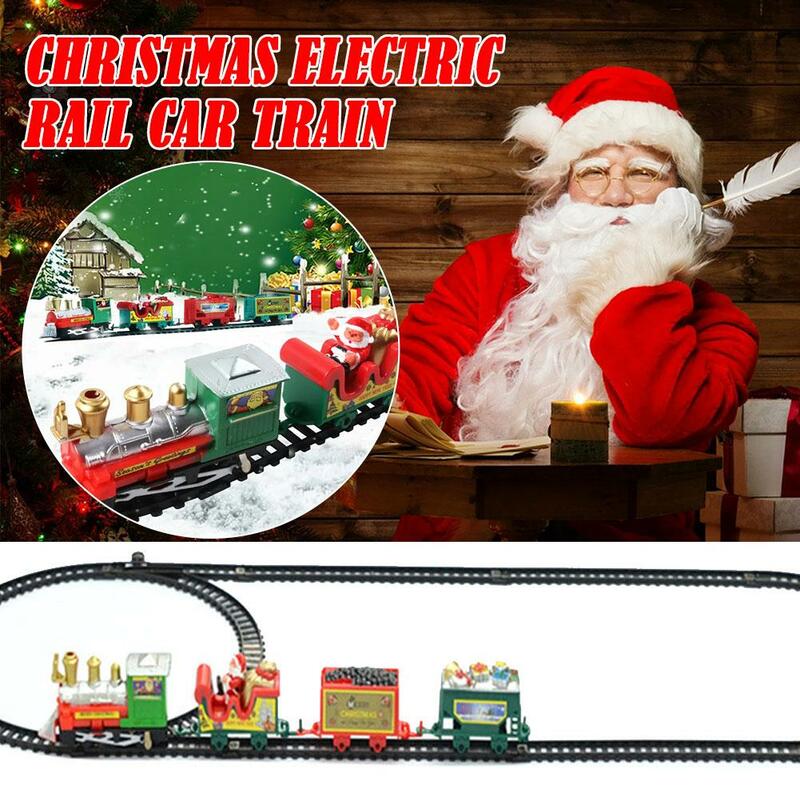 Brinquedo de trem elétrico de Natal infantil, mini trem com som, nova decoração de luz de árvore, pista do ano, 1 conjunto, N6K8, 2022