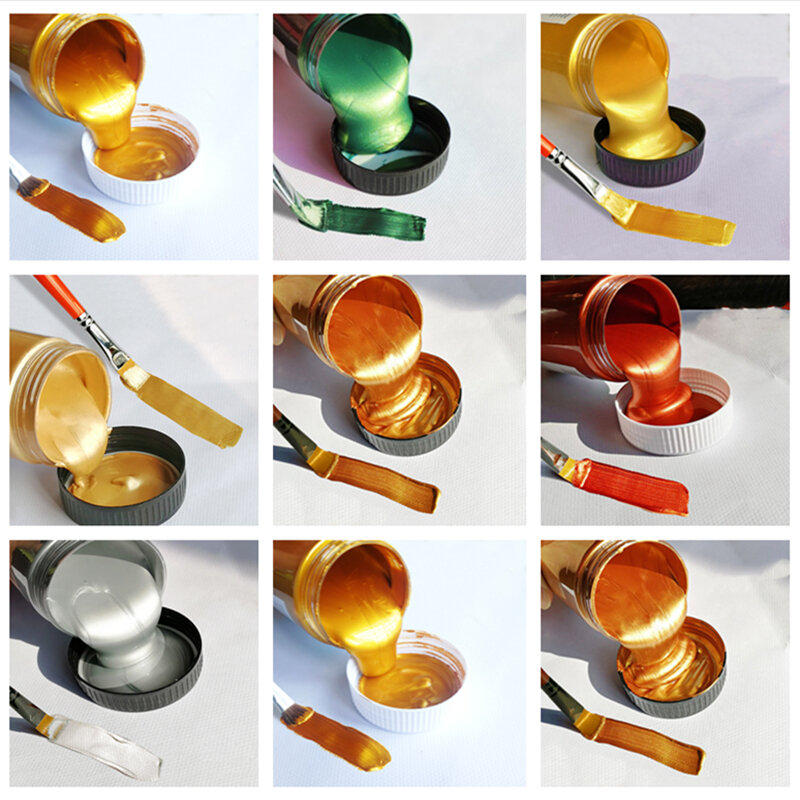 100/300ML Gold Paint Metal Acrylic Paint Waterproof and Non-fading for Statue Coloring DIY Handmade Graffiti Paint