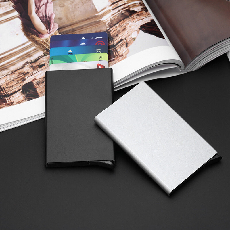 알루미늄 합금 슬림 카드 홀더 사각형 자동 팝업 명함 케이스, 멀티 카드 레이어드 RFID 신용 카드 커버, 남성용