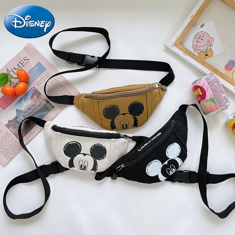 Disney 2022 novo dos desenhos animados mickey saco de peito das crianças marca de luxo bonito menina cintura saco moda impressão meninos e meninas mensageiro sacos