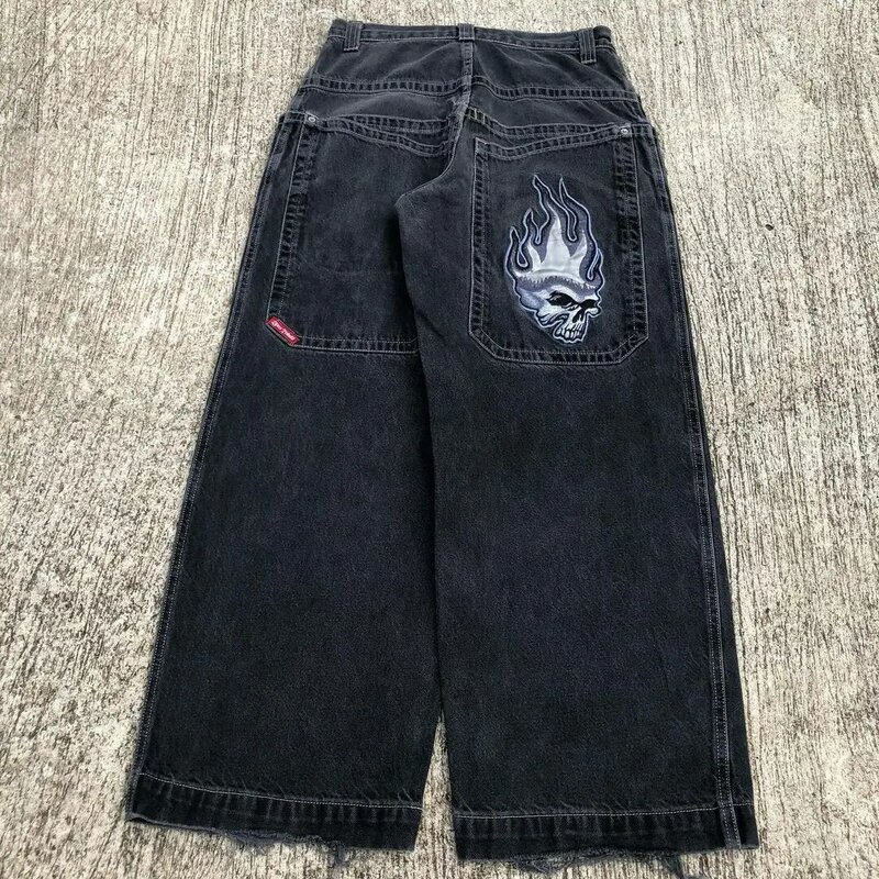 Y2K men clothing Gothic Harajuku retro fashion pattern oversized jeans punk hip hop loose slim jeans street fashion baggy jeans