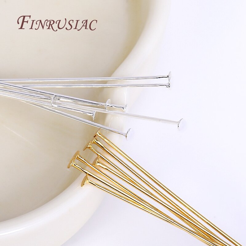 Supplies For Jewelry Wholesale 50pcs/lot 18K Gold Plated Eye Pin/Ball Head Pin/Flat Head Pin For DIY Jewelry Making