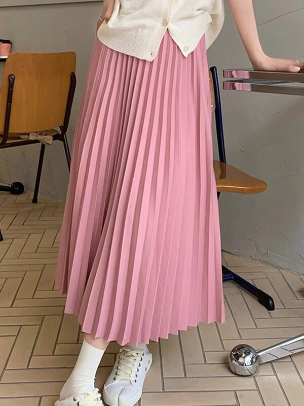 Юбка женская плиссированная средней длины, модная эластичная трапециевидная юбка с завышенной талией, в готическом стиле, для танцев, на лето