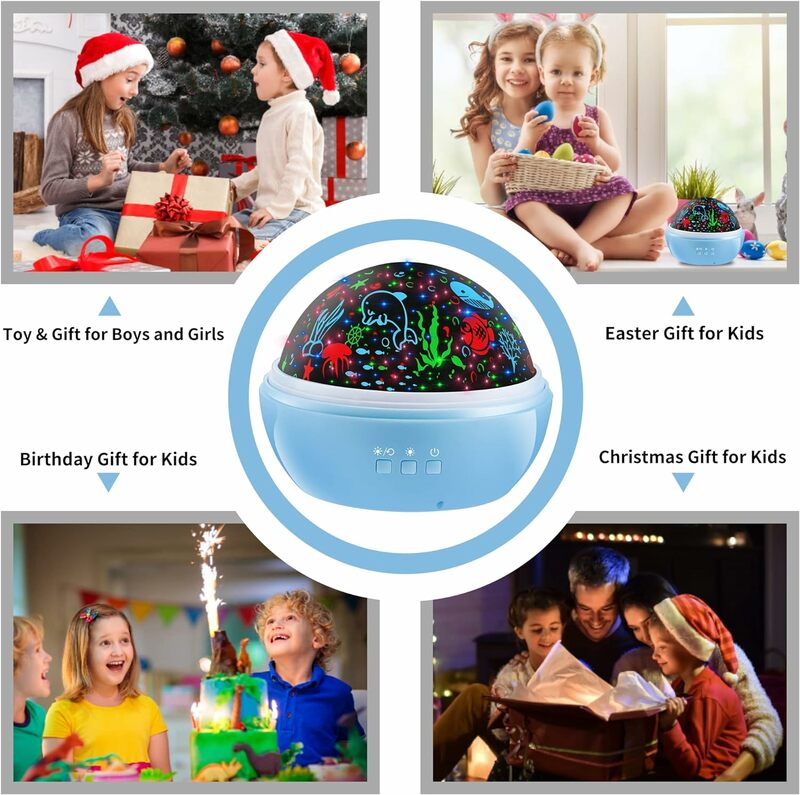Veilleuse Étoilée Rotative à 360 ° pour Fille, Projecteur de Vagues de l'Océan pour Enfant et Tout-petits, Cadeaux de Noël